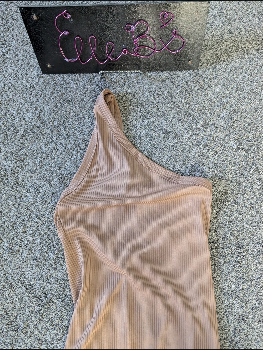 Nwt One-Shoulder Ribbed Midi Dress - Tan S - Picture 2 of 6
